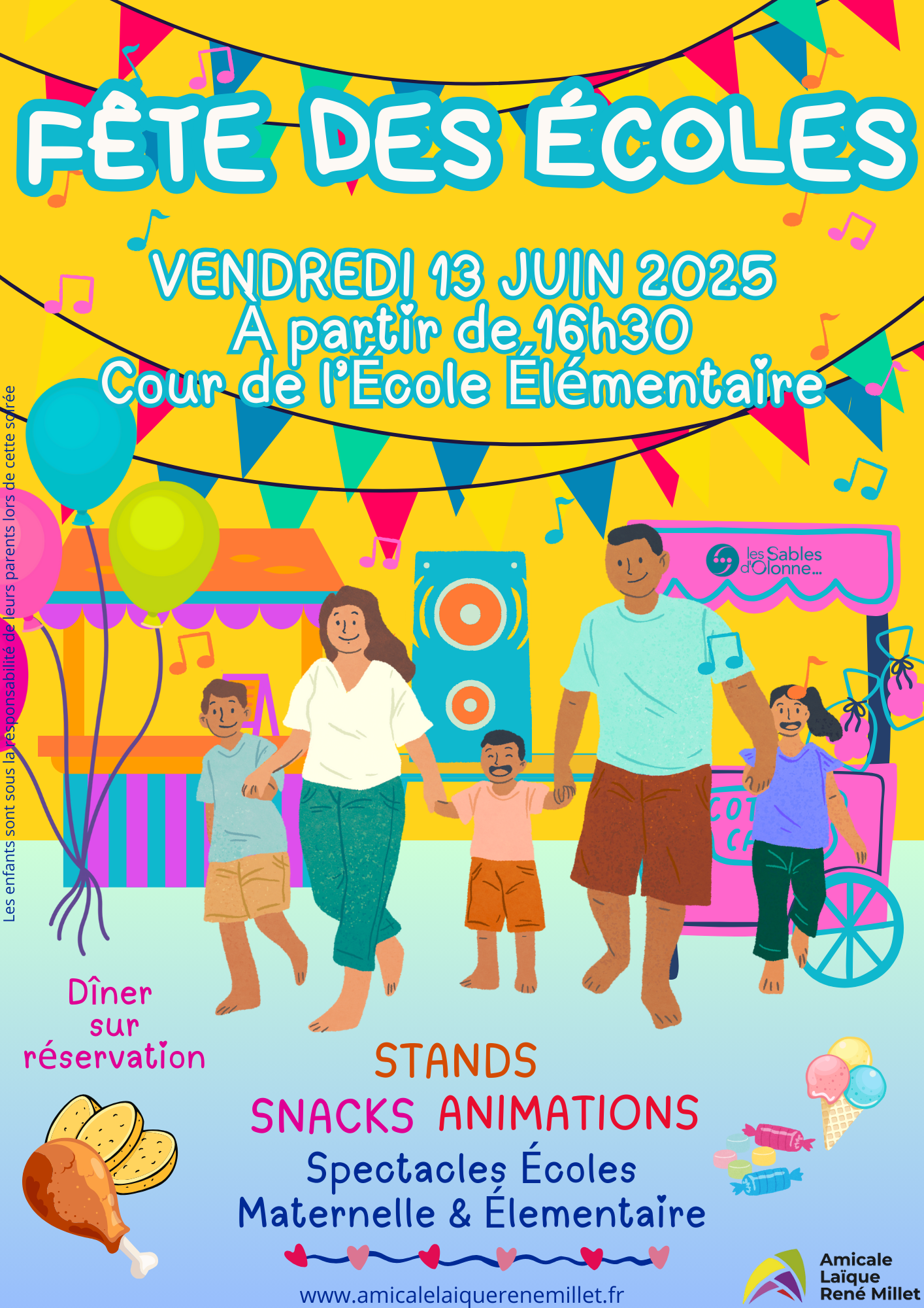Affiche de la fête de fin d'année des écoles René Millet 2025