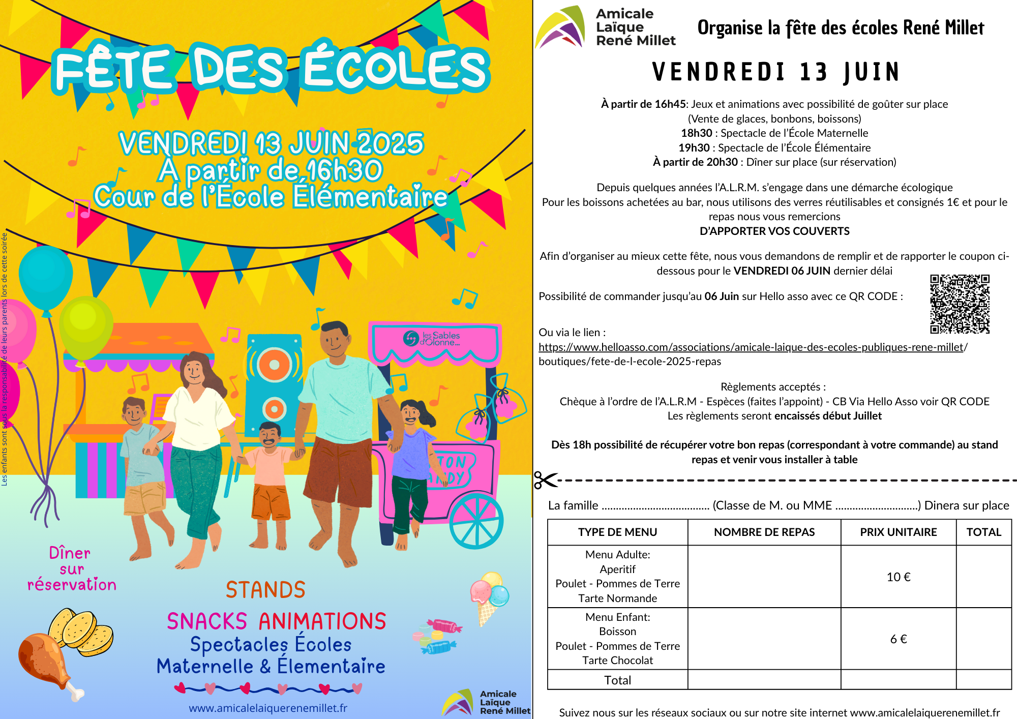 Flyer de la fête de fin d'année de l'école René Millet 2025